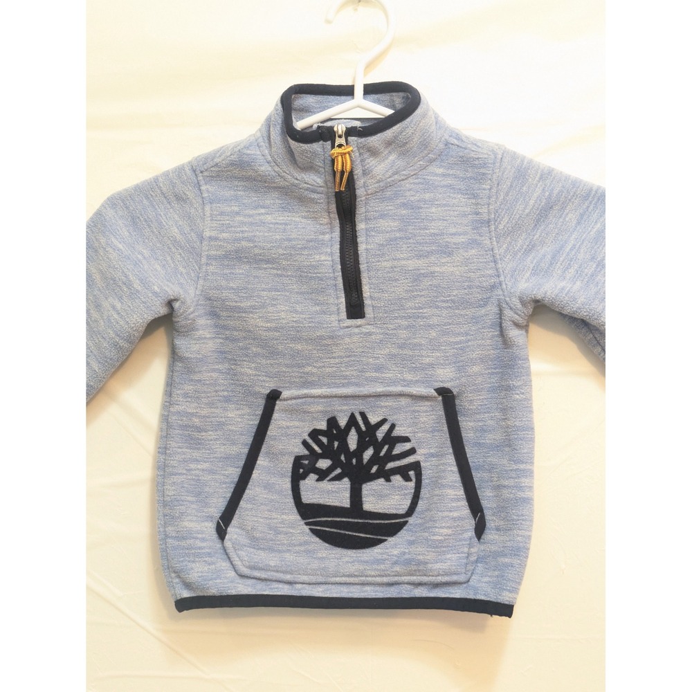Timberland Baby Boys 18M Fleece Pullover Sweatshirt Blue Logo Pocket - Picture 3 of 8